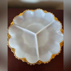 vintage Anchor Hocking Fire-King milk glass divided relish tray
